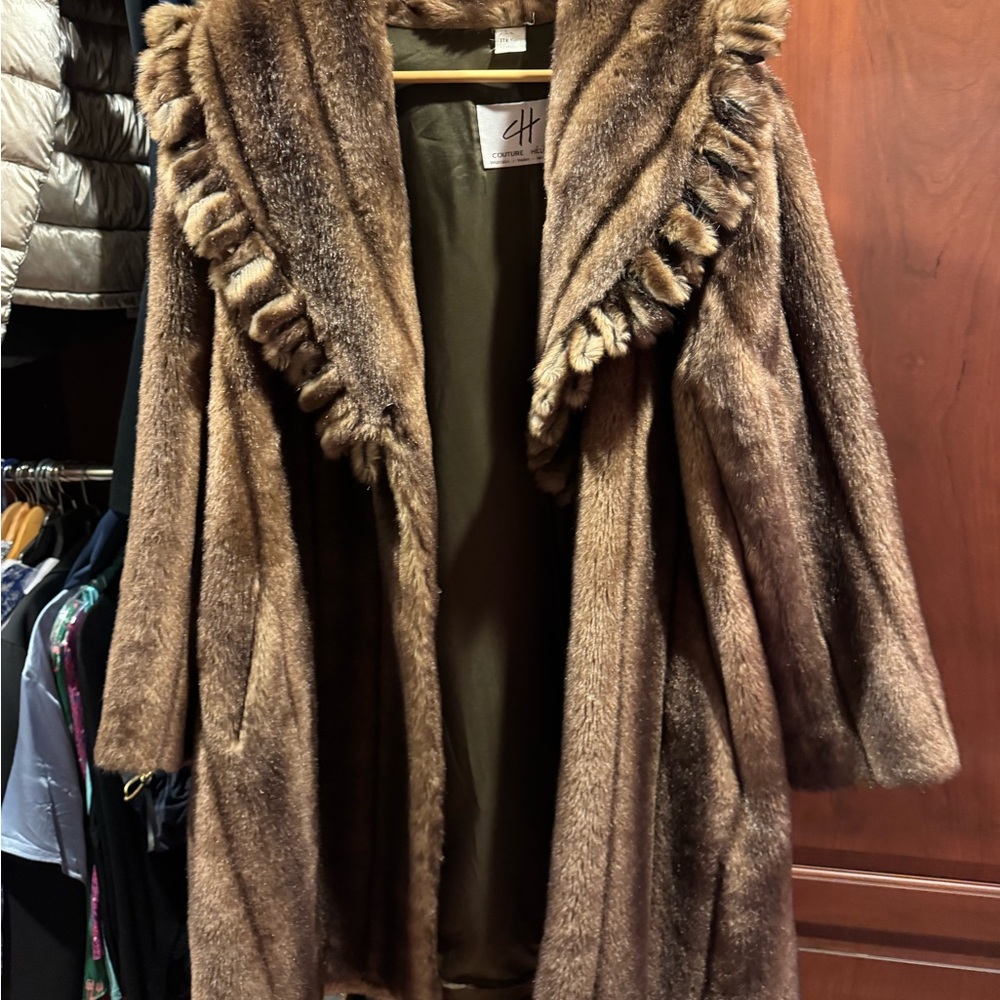 Chic Brown Faux Fur Coat for Women